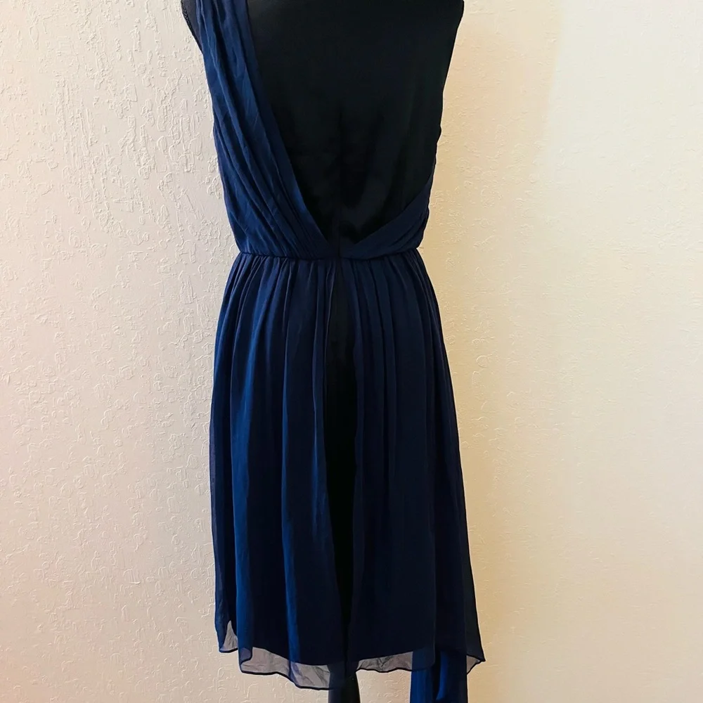 St. John Blue Asymmetrical V-Neck Sundress - Picture 4 of 9